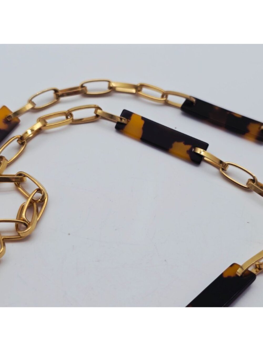 Napier Tortoise Shell & Gold-Tone Chain Link Necklace 32" Adjustable - Picture 7 of 7